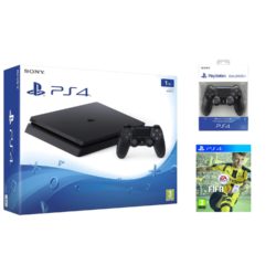 Sony PlayStation 4 Slim 1TB Console in Black & Fifa 17 & Dualshock 4 V2 Controller in Black